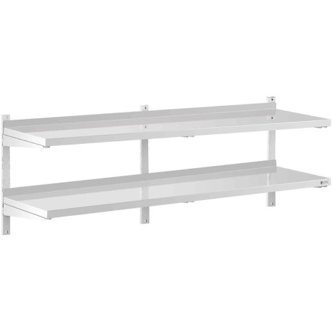 PÓŁKA ŚCIENNA WISZĄCA GASTRONOMICZNA PODWÓJNA Z REGULACJĄ STAL 180 X 40 CM PÓŁKA ŚCIENNA WISZĄCA GASTRONOMICZNA PODWÓJNA Z REGULACJĄ STAL 180 X 40 CM