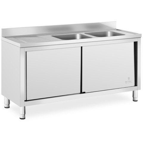 ZLEW BASEN GASTRONOMICZNY DWUKOMOROWY Z SZAFKĄ Z DRZWIAMI PRZESUWNYMI 160 X 60 X 95 CM ZLEW BASEN GASTRONOMICZNY DWUKOMOROWY Z SZAFKĄ Z DRZWIAMI PRZESUWNYMI 160 X 60 X 95 CM