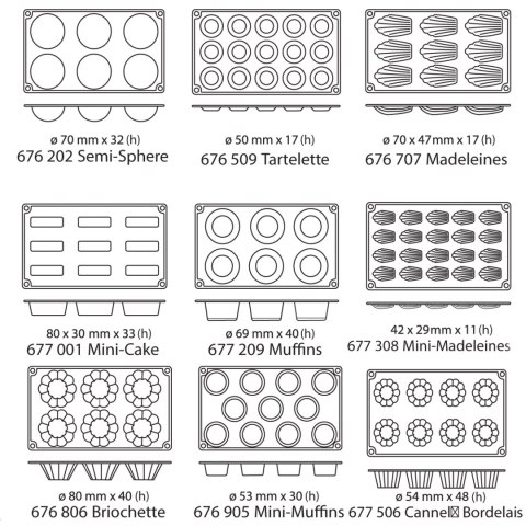 Foremki silikonowe nieprzywierające do pieczenia do 260C MINI-CAKE 176x300mm GN1/3 - Hendi 677001 Foremki silikonowe nieprzywierające do pieczenia do 260C MINI-CAKE 176x300mm GN1/3 - Hendi 677001