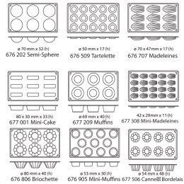 Foremki silikonowe nieprzywierające do pieczenia do 260C MINI-MADELEINES 176x300mm GN1/3 - Hendi 677308