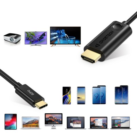 Kabel adapter przejściówka z USB Typ C - HDMI 2.0 4K 60Hz 1.8m czarny Kabel adapter przejściówka z USB Typ C - HDMI 2.0 4K 60Hz 1.8m czarny