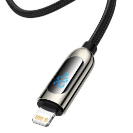 Kabel do szybkiego ładowania USB-C Iphone Lightning 20W z wyświetlaczem miernikiem mocy 2m czarny