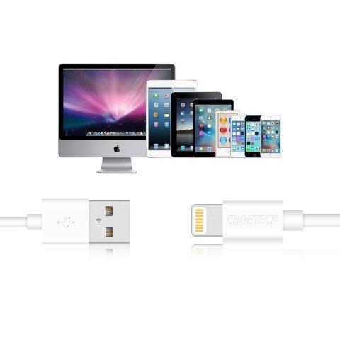 Kabel przewód USB-A - Lightning MFI 1.8m certyfikowany biały Kabel przewód USB-A - Lightning MFI 1.8m certyfikowany biały