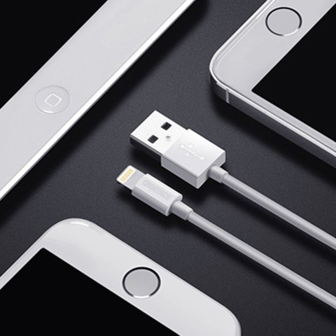 Kabel przewód USB-A - Lightning MFI 1.8m certyfikowany biały Kabel przewód USB-A - Lightning MFI 1.8m certyfikowany biały