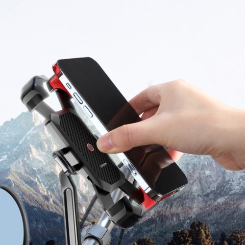 Uchwyt mocowanie na telefon smartfon motocyklowy na kierownicę czarny Uchwyt mocowanie na telefon smartfon motocyklowy na kierownicę czarny