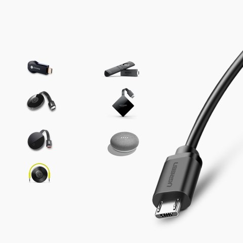 Zewnętrzna karta sieciowa LAN micro USB 100Mbps do Chromecast 1m czarny Zewnętrzna karta sieciowa LAN micro USB 100Mbps do Chromecast 1m czarny