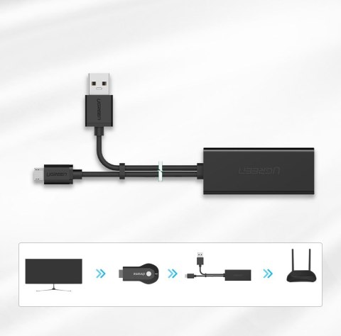 Zewnętrzna karta sieciowa LAN micro USB 100Mbps do Chromecast 1m czarny Zewnętrzna karta sieciowa LAN micro USB 100Mbps do Chromecast 1m czarny