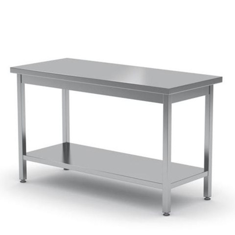STÓŁ BLAT ROBOCZY DO KUCHNI CENTRALNY STALOWY Z PÓŁKĄ 180X60CM - HENDI 811559