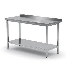 STÓŁ BLAT ROBOCZY DO KUCHNI STALOWY PRZYŚCIENNY Z RANTEM I PÓŁKĄ 180X60CM - HENDI 811504