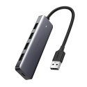 HUB Rozdzielacz portów USB - 4x USB 3.2 z portem zasilania micro USB szary