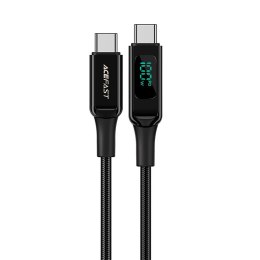 Kabel przewód w oplocie z ekranem LED USB-C 100W 20V 5A 2m czarny