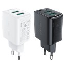 Ładowarka sieciowa GaN 2x USB 18W QC 3.0 AFC FCP biały