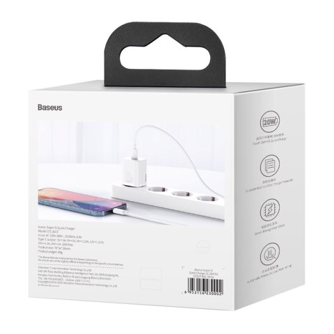 Super Si 1C szybka ładowarka do telefonu USB-C 20W PD biały Super Si 1C szybka ładowarka do telefonu USB-C 20W PD biały