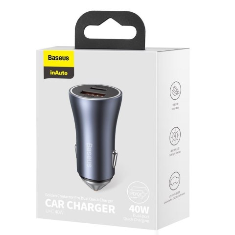 Szybka ładowarka samochodowa USB-C + USB 40W Golden Contactor Pro szary Szybka ładowarka samochodowa USB-C + USB 40W Golden Contactor Pro szary