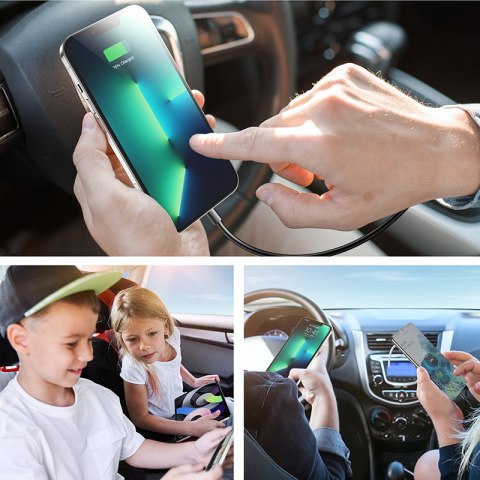 Szybka ładowarka samochodowa dla 5x USB-A z przedłużaczem 45W czarna Szybka ładowarka samochodowa dla 5x USB-A z przedłużaczem 45W czarna