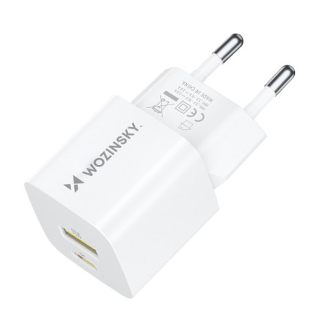 Ładowarka sieciowa GaN QC3.0 USB-A USB-C PD 33W biała Ładowarka sieciowa GaN QC3.0 USB-A USB-C PD 33W biała