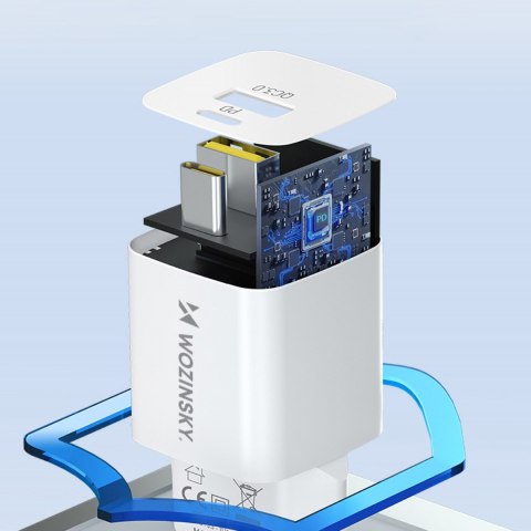 Ładowarka sieciowa GaN QC3.0 USB-A USB-C PD 33W biała Ładowarka sieciowa GaN QC3.0 USB-A USB-C PD 33W biała