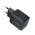 Mała mocna ładowarka sieciowa GaN 2x USB-C PD 35W z wyświetlaczem czarna