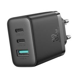 Szybka ładowarka sieciowa 2x USB-C / 1x USB-A 32W czarna