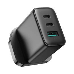 Szybka ładowarka sieciowa 2x USB-C USB-A 32W wtyczka angielska UK 32W czarna