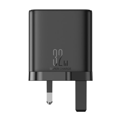 Szybka ładowarka sieciowa 2x USB-C USB-A 32W wtyczka angielska UK 32W czarna Szybka ładowarka sieciowa 2x USB-C USB-A 32W wtyczka angielska UK 32W czarna