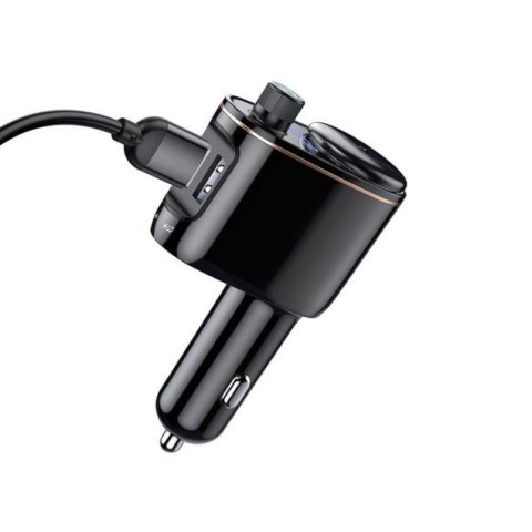 2w1 Transmiter samochodowy FM Bluetooth i ładowarka na 2x USB czarny 2w1 Transmiter samochodowy FM Bluetooth i ładowarka na 2x USB czarny