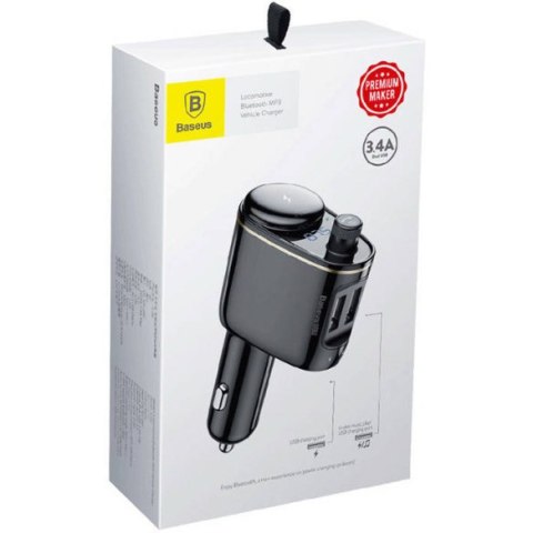 2w1 Transmiter samochodowy FM Bluetooth i ładowarka na 2x USB czarny 2w1 Transmiter samochodowy FM Bluetooth i ładowarka na 2x USB czarny