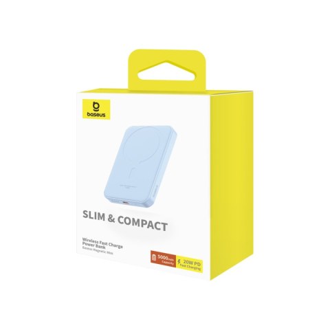 Mini powerbank 5000mAh 20W + kabel USB-C 20V / 3A niebieski Mini powerbank 5000mAh 20W + kabel USB-C 20V / 3A niebieski