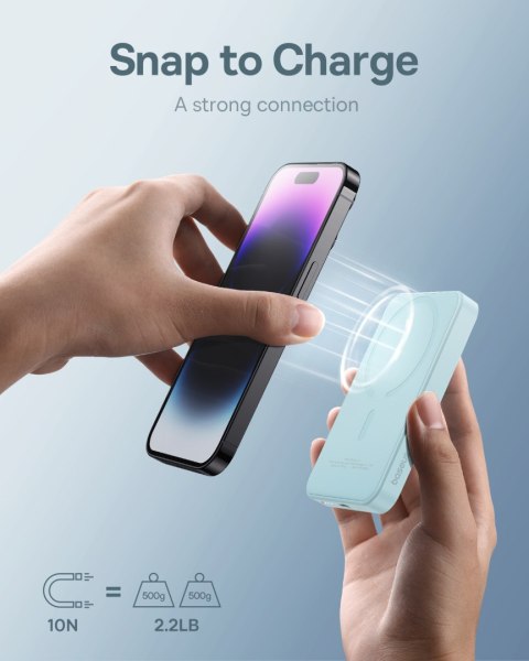 Mini powerbank 5000mAh 20W + kabel USB-C 20V / 3A niebieski Mini powerbank 5000mAh 20W + kabel USB-C 20V / 3A niebieski