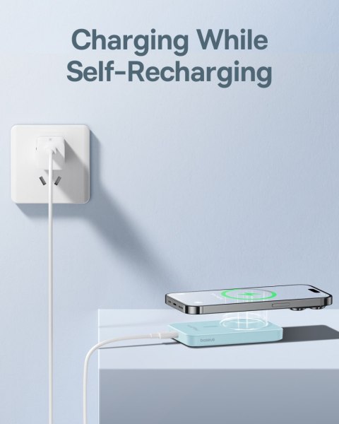 Mini powerbank 5000mAh 20W + kabel USB-C 20V / 3A niebieski Mini powerbank 5000mAh 20W + kabel USB-C 20V / 3A niebieski