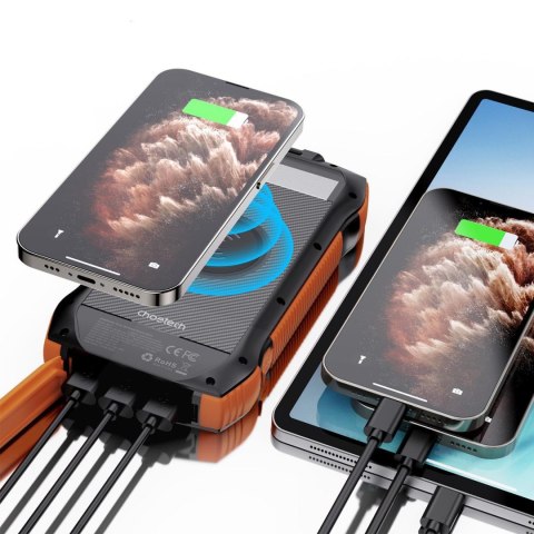 Powerbank solarny słoneczny indukcyjny 20000mAh PD QC Qi pomarańczowy Powerbank solarny słoneczny indukcyjny 20000mAh PD QC Qi pomarańczowy