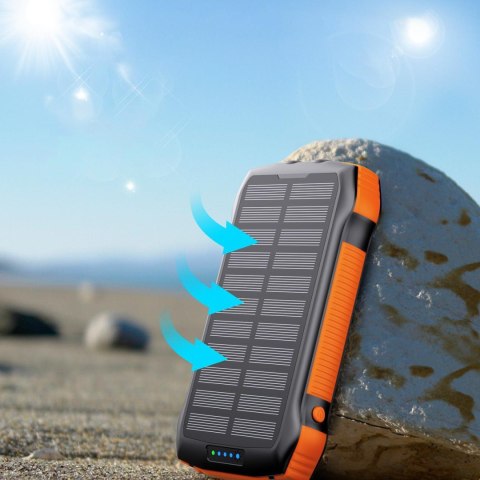 Powerbank solarny słoneczny indukcyjny 20000mAh PD QC Qi pomarańczowy Powerbank solarny słoneczny indukcyjny 20000mAh PD QC Qi pomarańczowy