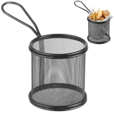 Koszyk do serwowania smażonych przekąsek frytek z uchwytem okrągły 90x90x90 mm - Hendi 425633 Koszyk do serwowania smażonych przekąsek frytek z uchwytem okrągły 90x90x90 mm - Hendi 425633