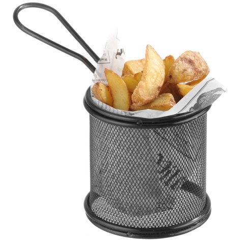 Koszyk do serwowania smażonych przekąsek frytek z uchwytem okrągły 90x90x90 mm - Hendi 425633 Koszyk do serwowania smażonych przekąsek frytek z uchwytem okrągły 90x90x90 mm - Hendi 425633