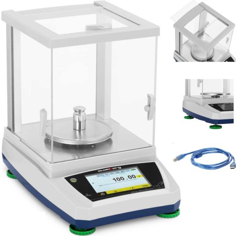 Waga laboratoryjna analityczna ze szklaną osłoną panelem dotykowym LCD 600 g / 0.01 g