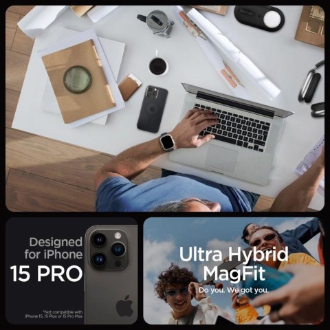 Etui Ultra Hybrid Mag z MagSafe na iPhone 15 Pro przezroczysto-czarne Etui Ultra Hybrid Mag z MagSafe na iPhone 15 Pro przezroczysto-czarne