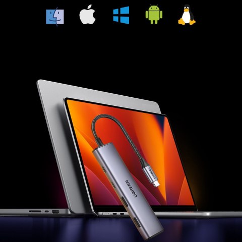 HUB adapter portów USB-C - 2x USB-A 2x USB-C 20cm szary HUB adapter portów USB-C - 2x USB-A 2x USB-C 20cm szary