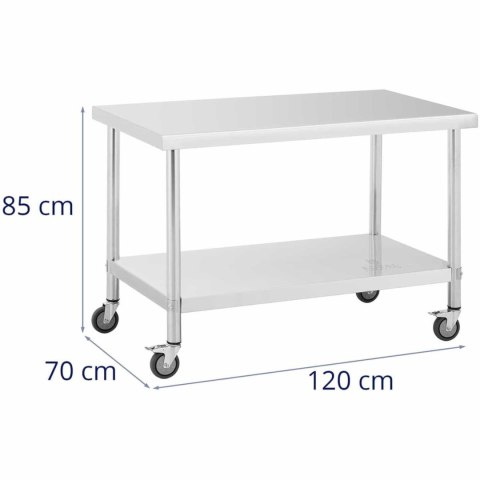 Stół metalowy gastronomiczny na kółkach z półką STAL 70 x 120 cm Stół metalowy gastronomiczny na kółkach z półką STAL 70 x 120 cm