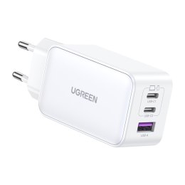 Szybka ładowarka sieciowa GaN 65W USB-A / 2x USB-C biała