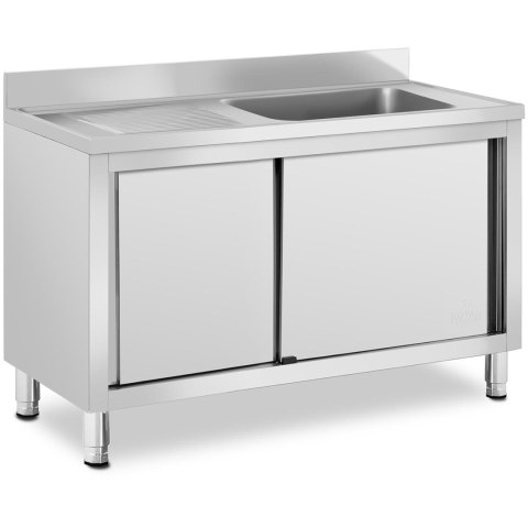 Zlew basen gastronomiczny jednokomorowy z szafką z drzwiami przesuwnymi prawy 120 x 60 x 95 cm Zlew basen gastronomiczny jednokomorowy z szafką z drzwiami przesuwnymi prawy 120 x 60 x 95 cm