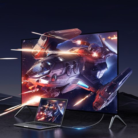 Kabel przewód DisplayPort - HDMI 4K 60Hz w oplocie 1m szary Kabel przewód DisplayPort - HDMI 4K 60Hz w oplocie 1m szary