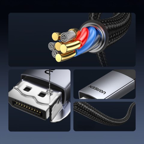 Kabel przewód DisplayPort - HDMI 4K 60Hz w oplocie 1m szary Kabel przewód DisplayPort - HDMI 4K 60Hz w oplocie 1m szary