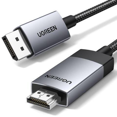 Kabel przewód DisplayPort - HDMI 4K 60Hz w oplocie 2m szary