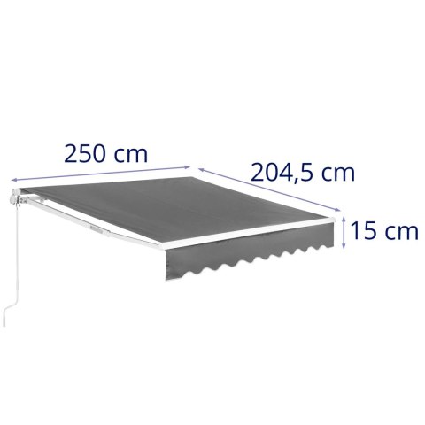 Markiza balkonowa tarasowa zwijana ręcznie 200 x 250 cm - szara Markiza balkonowa tarasowa zwijana ręcznie 200 x 250 cm - szara
