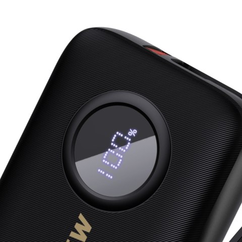 Powerbank 10000mAh z kablami USB-C / Lightning czarny Powerbank 10000mAh z kablami USB-C / Lightning czarny