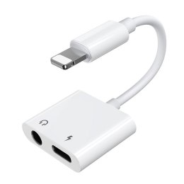 Adapter przejściówka rozdzielacz słuchawkowy iPhone Lightning - Lightning 3.5mm mini jack biały