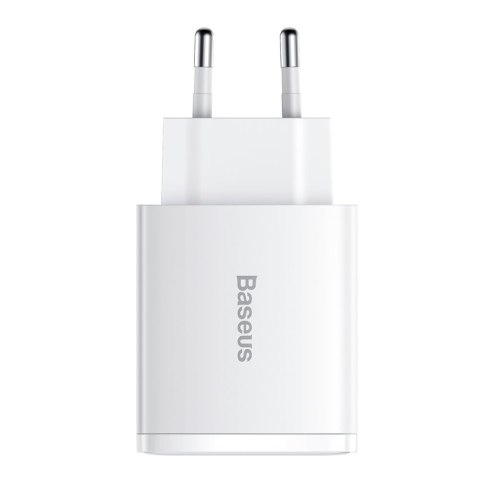 Compact szybka ładowarka sieciowa 2x USB USB-C 30W 3A PD QC biały Compact szybka ładowarka sieciowa 2x USB USB-C 30W 3A PD QC biały