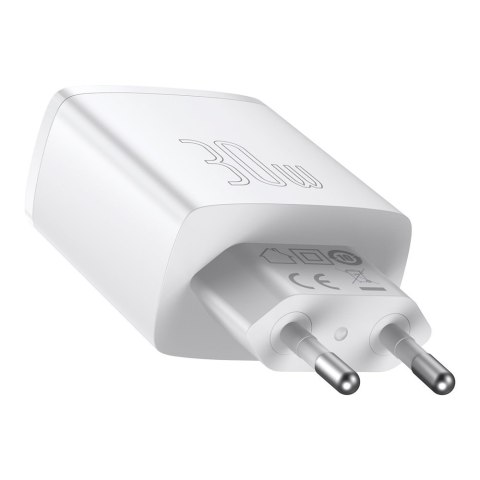 Compact szybka ładowarka sieciowa 2x USB USB-C 30W 3A PD QC biały Compact szybka ładowarka sieciowa 2x USB USB-C 30W 3A PD QC biały
