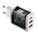 Compact szybka ładowarka sieciowa 2x USB USB-C 30W 3A PD QC biały