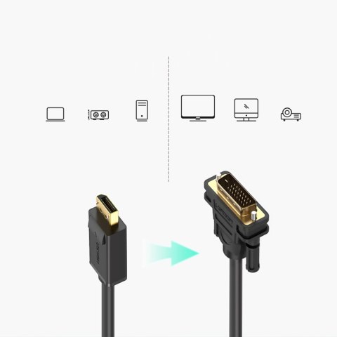 Kabel przewód DisplayPort - DVI 2m pozłacane wtyki czarny Kabel przewód DisplayPort - DVI 2m pozłacane wtyki czarny